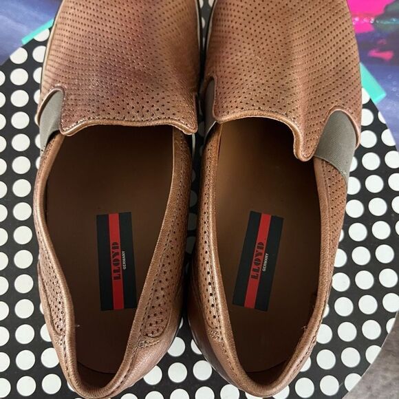 Lloyd Germany Brown Perforated Leather Slip On Loafer Size 9.5 - Picture 3 of 8